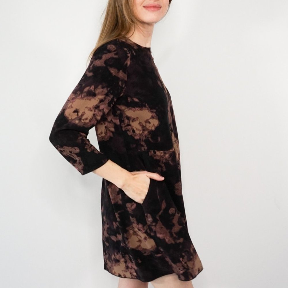 WILFRED ARITZIA Black & Brown Tie-Dye Shift Dress - Picture 3 of 7